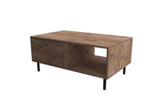 Table basse avec rangement style industriel Sapfis L100cm Bois foncé