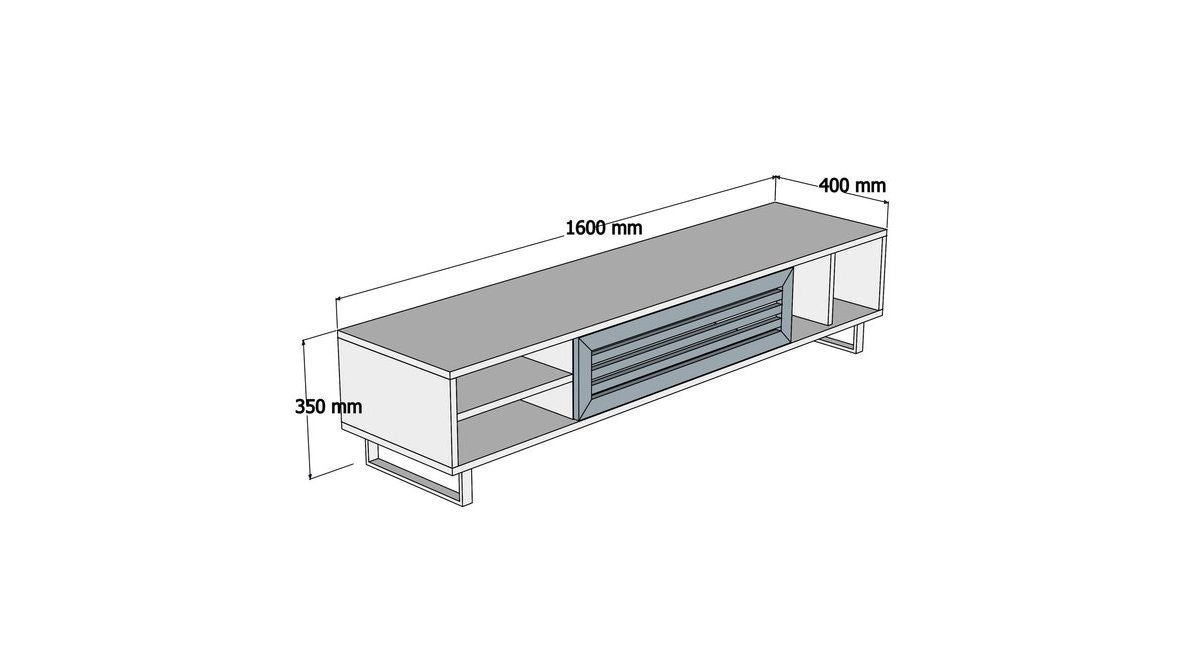 Meuble TV Vadomi L160cm Bois foncé et Anthracite