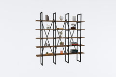 Étagère bibliothèque style industriel Axonda L160cm Métal Noir et Bois foncé