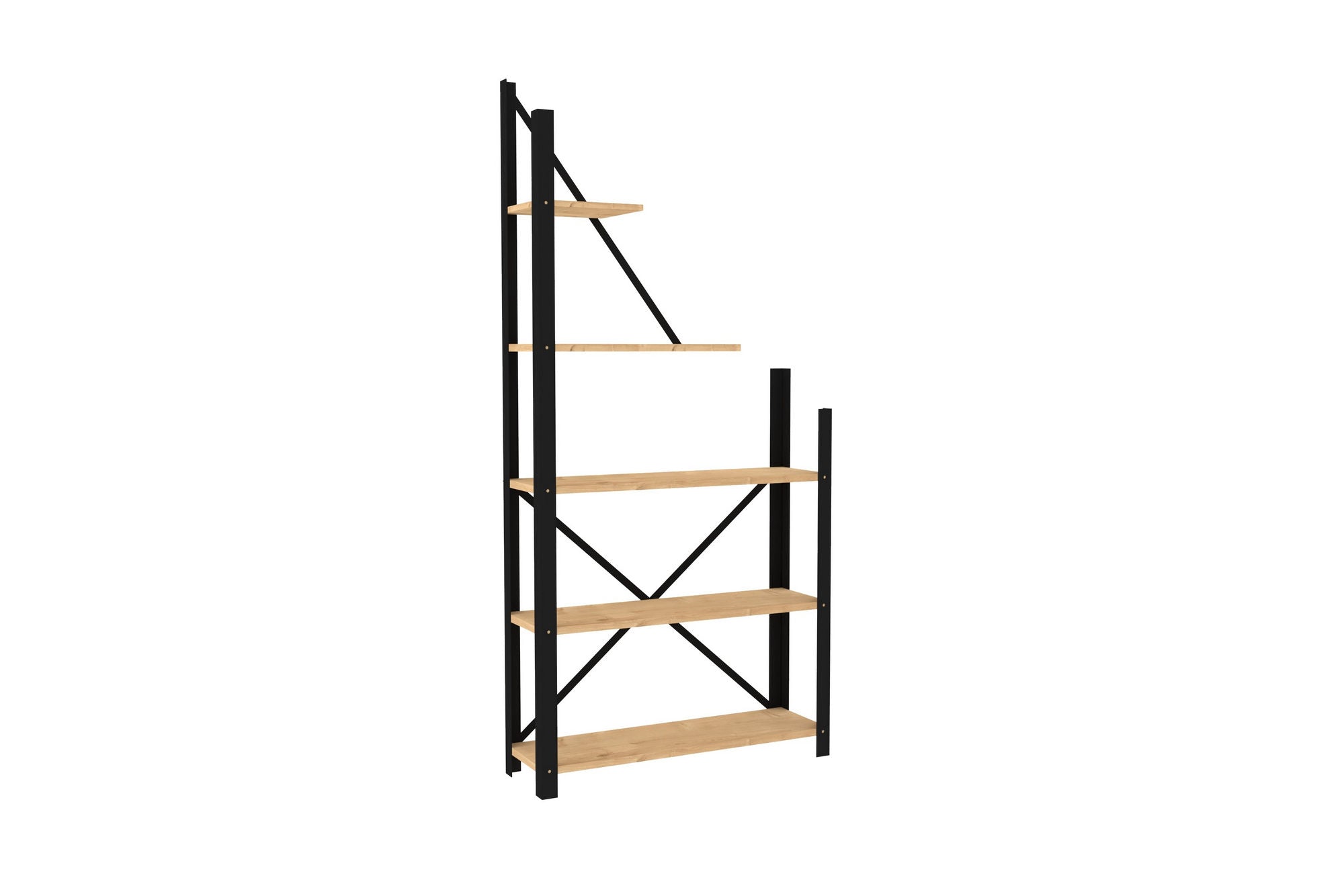 Étagère bibliothèque design Iusa L80cm Bois clair et Métal Noir