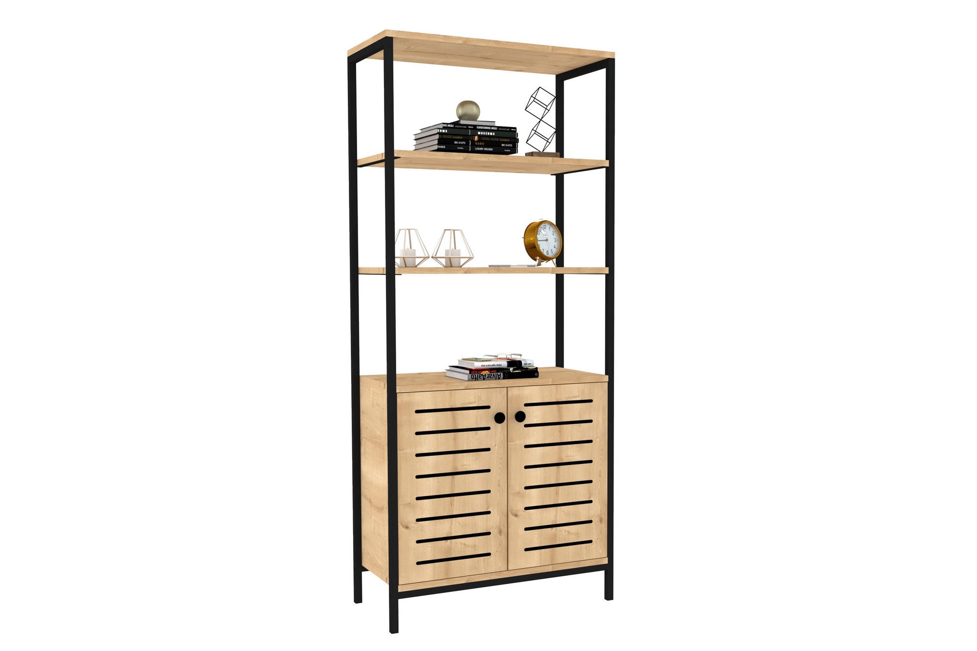 Bibliothèque classique Mowy L70cm Bois clair et Blanc