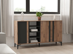 Ensemble meuble de salon style industriel Bois foncé et Anthracite