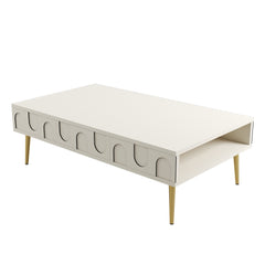 Table basse design Ponzay L105cm Crème et Or