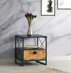 Table de chevet Lodga Bois clair et Anthracite