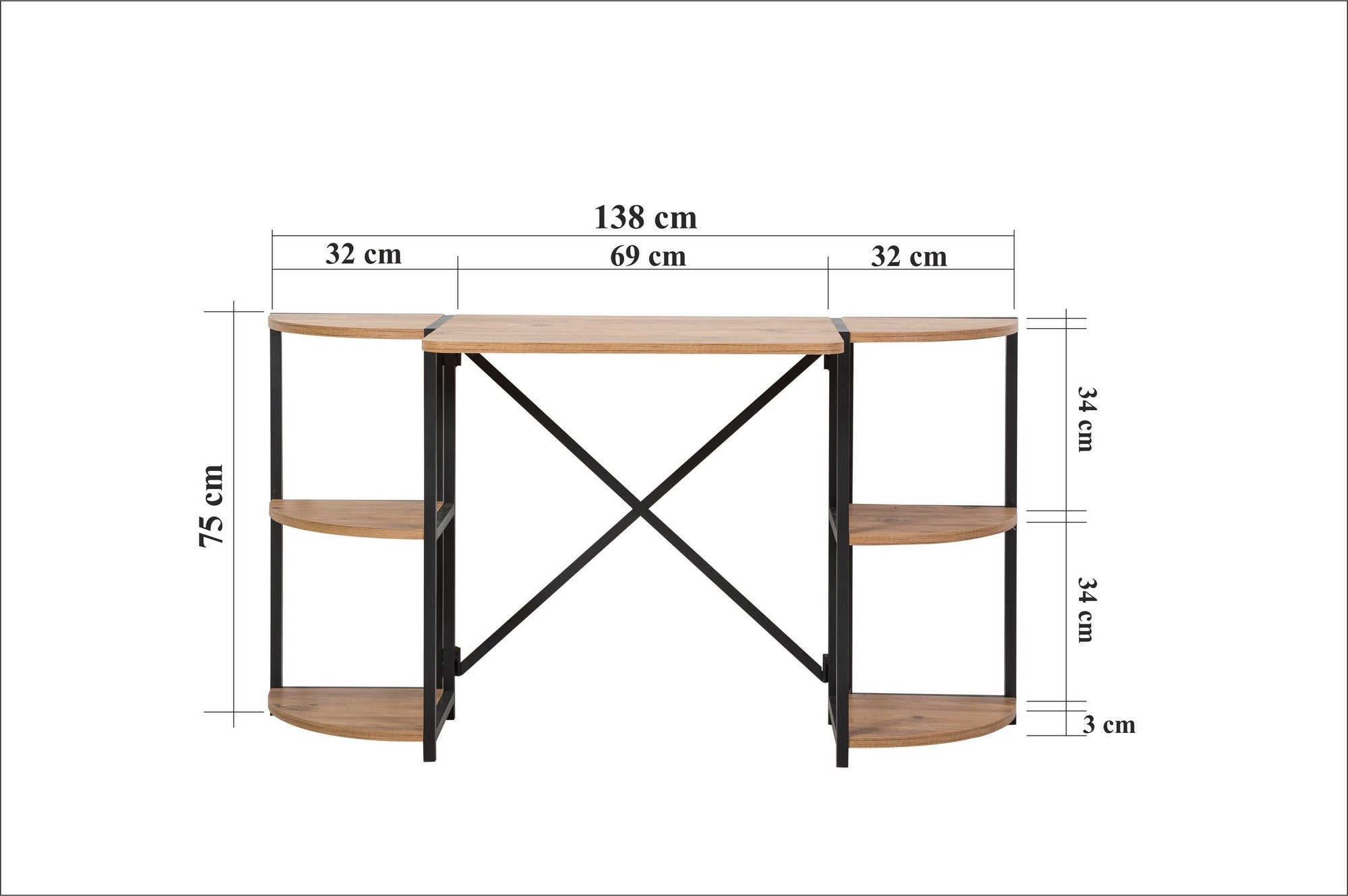 Bureau style industriel Indjaro L138cm Bois clair et Métal Noir