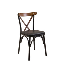 Ensemble 2 chaises, 1 banc et 1 table extensible Iridus Noir et Bois foncé