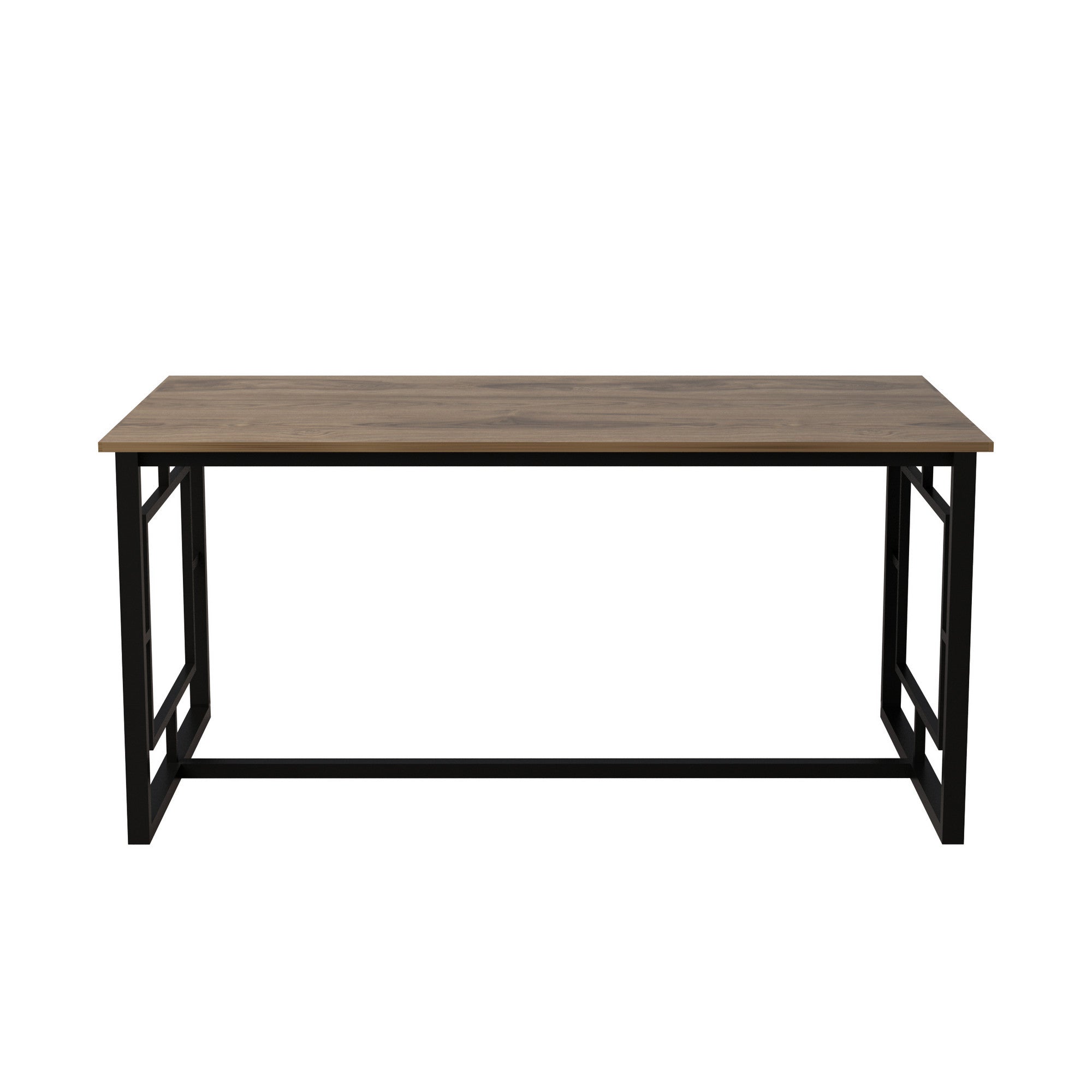 Table de salle à manger Alyan L160cm Bois foncé et Noir