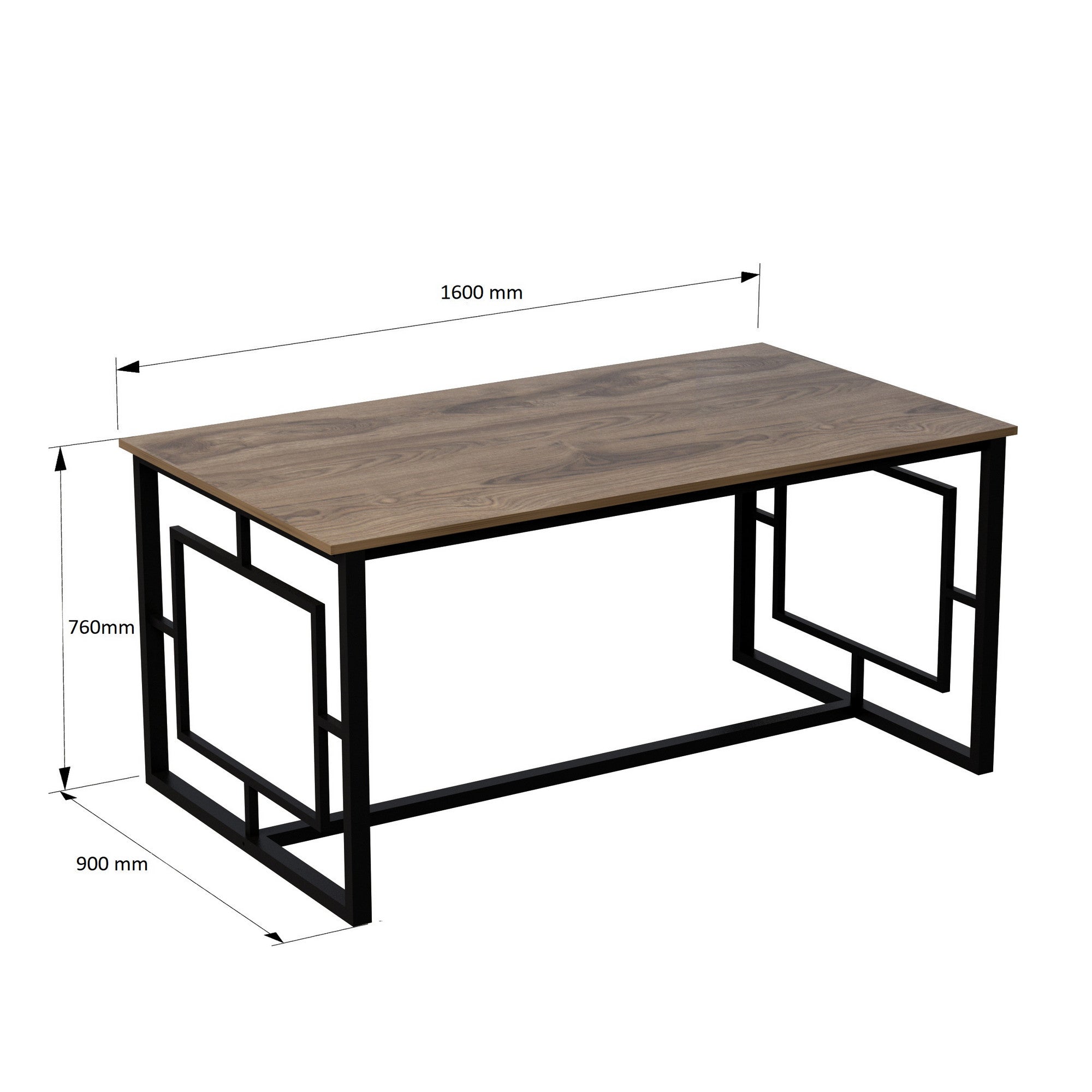 Table de salle à manger Alyan L160cm Bois foncé et Noir