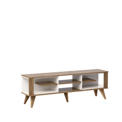 Meuble TV Style scandinave Conio L160cm Blanc et Chêne clair