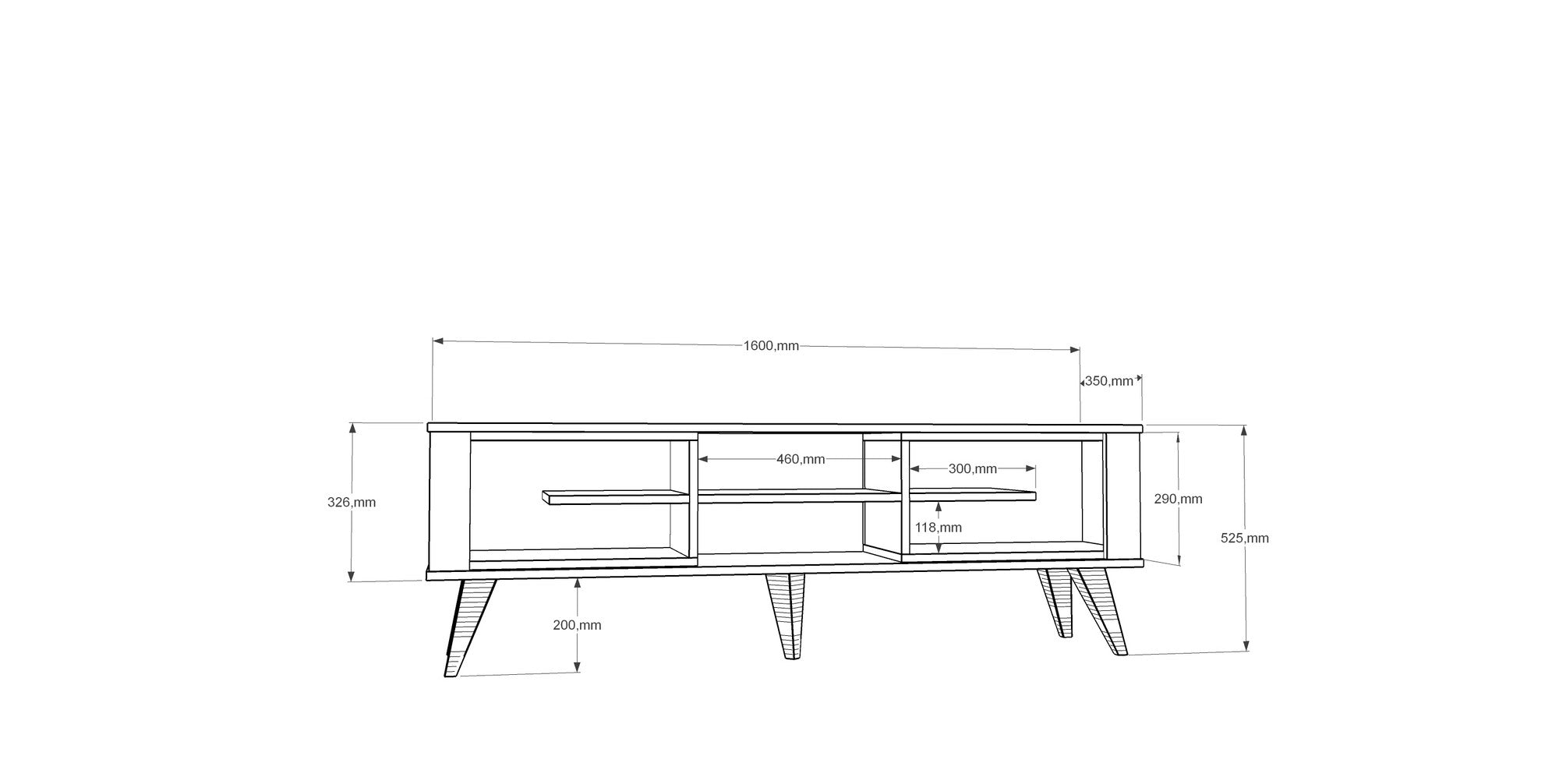 Meuble TV Style scandinave Conio L160cm Blanc et Chêne clair