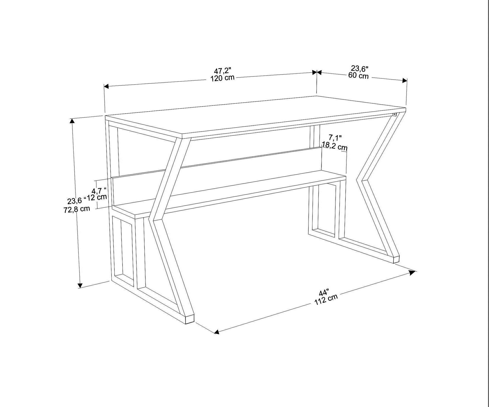 Bureau design Wayky L120cm Effet marbre Noir et Noir