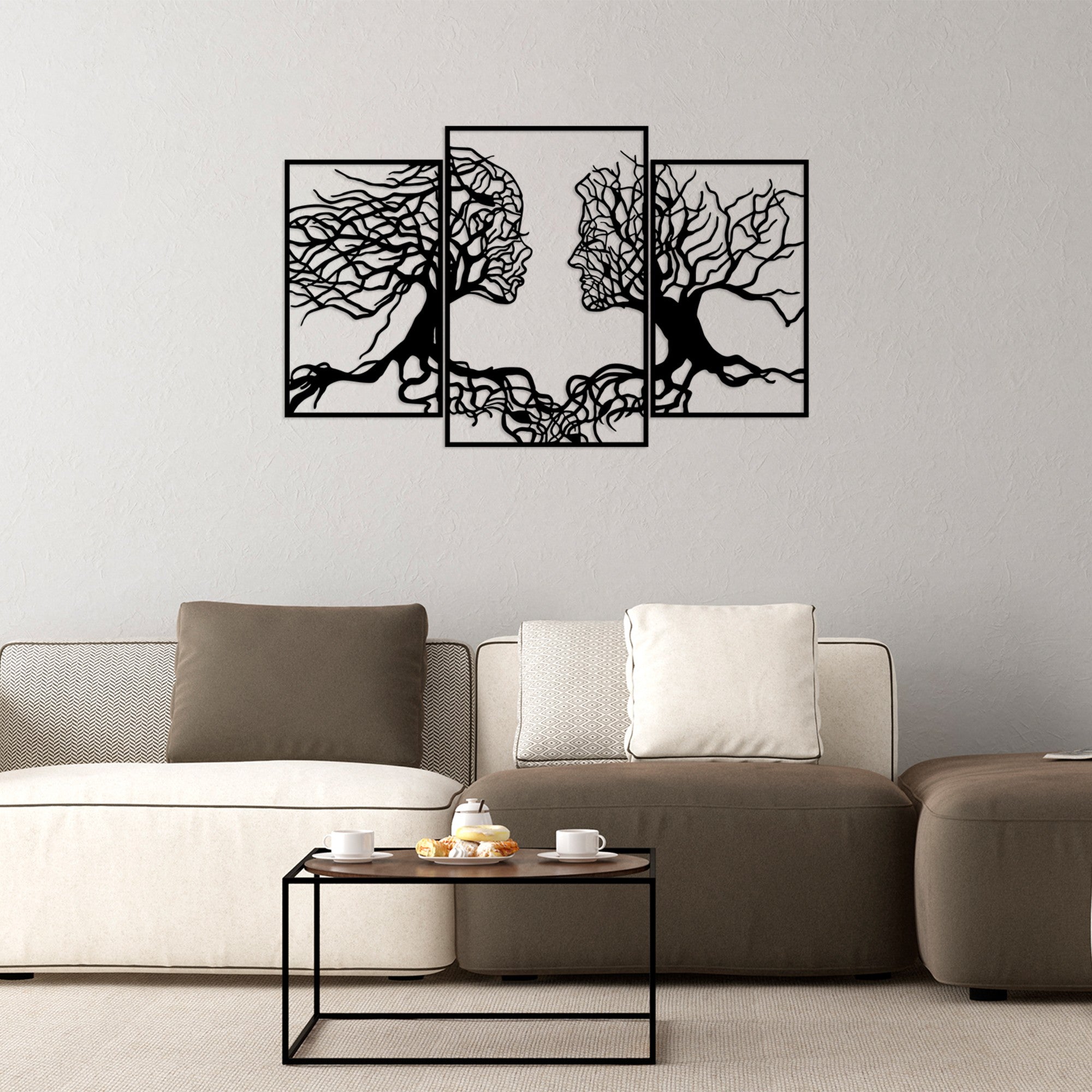 Triptyque décoratif Claudia L116xH71cm Un baiser d'arbres Métal Noir