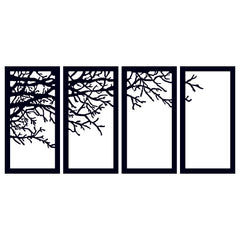 Lot de 4 cadres décoratifs Purdo L180x50Hcm Arbre tordue Métal Noir