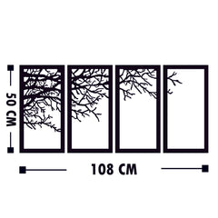 Lot de 4 cadres décoratifs Purdo L180x50Hcm Arbre tordue Métal Noir