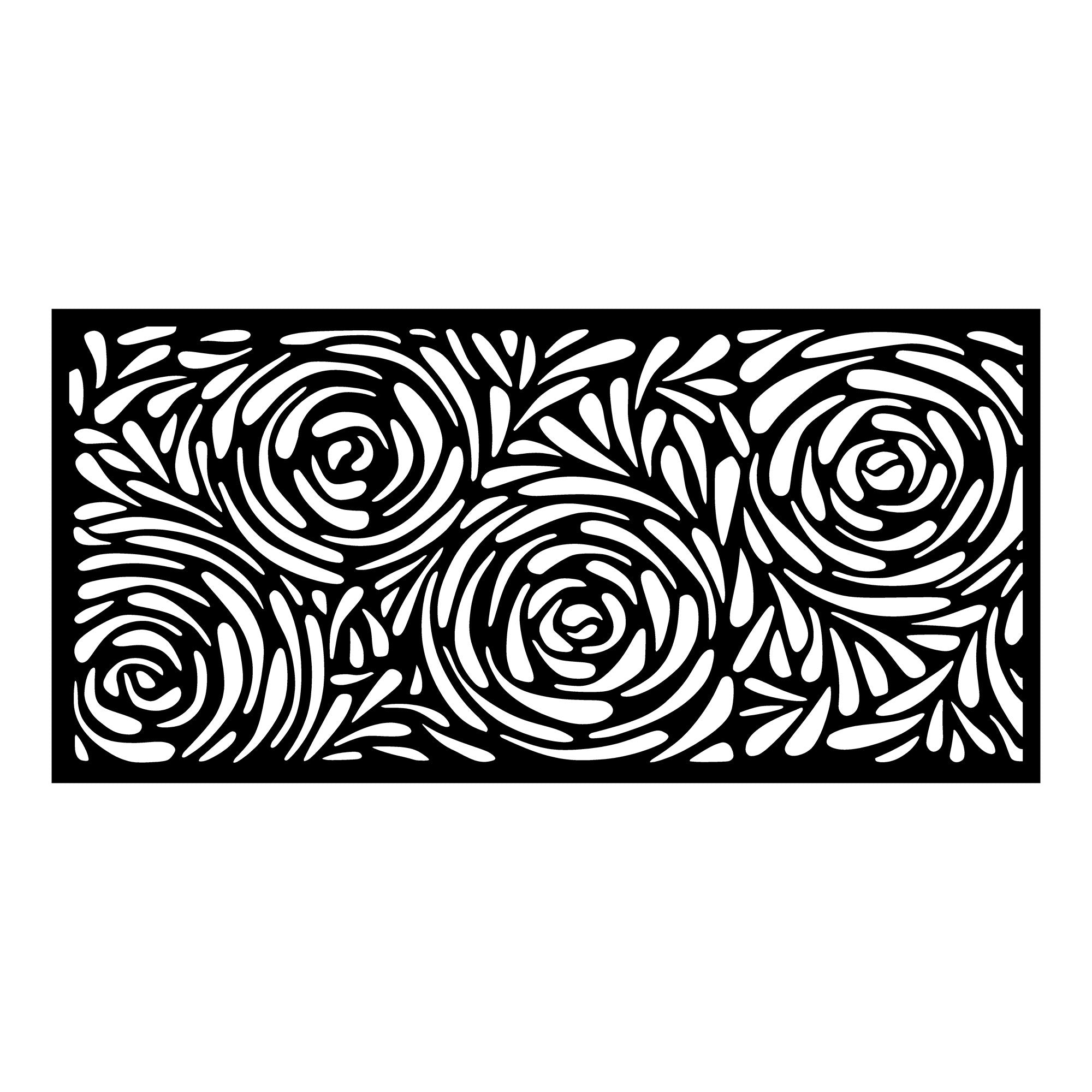 Décoration murale Florino L100x48Hcm Motif abstrait, roses Métal Noir