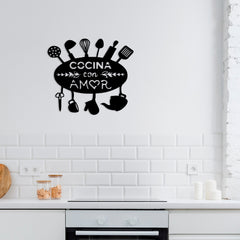 Décoration murale Hoje L49xH43cm "COCINA CON AMOR" Métal Noir