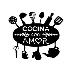 Décoration murale Hoje L49xH43cm "COCINA CON AMOR" Métal Noir