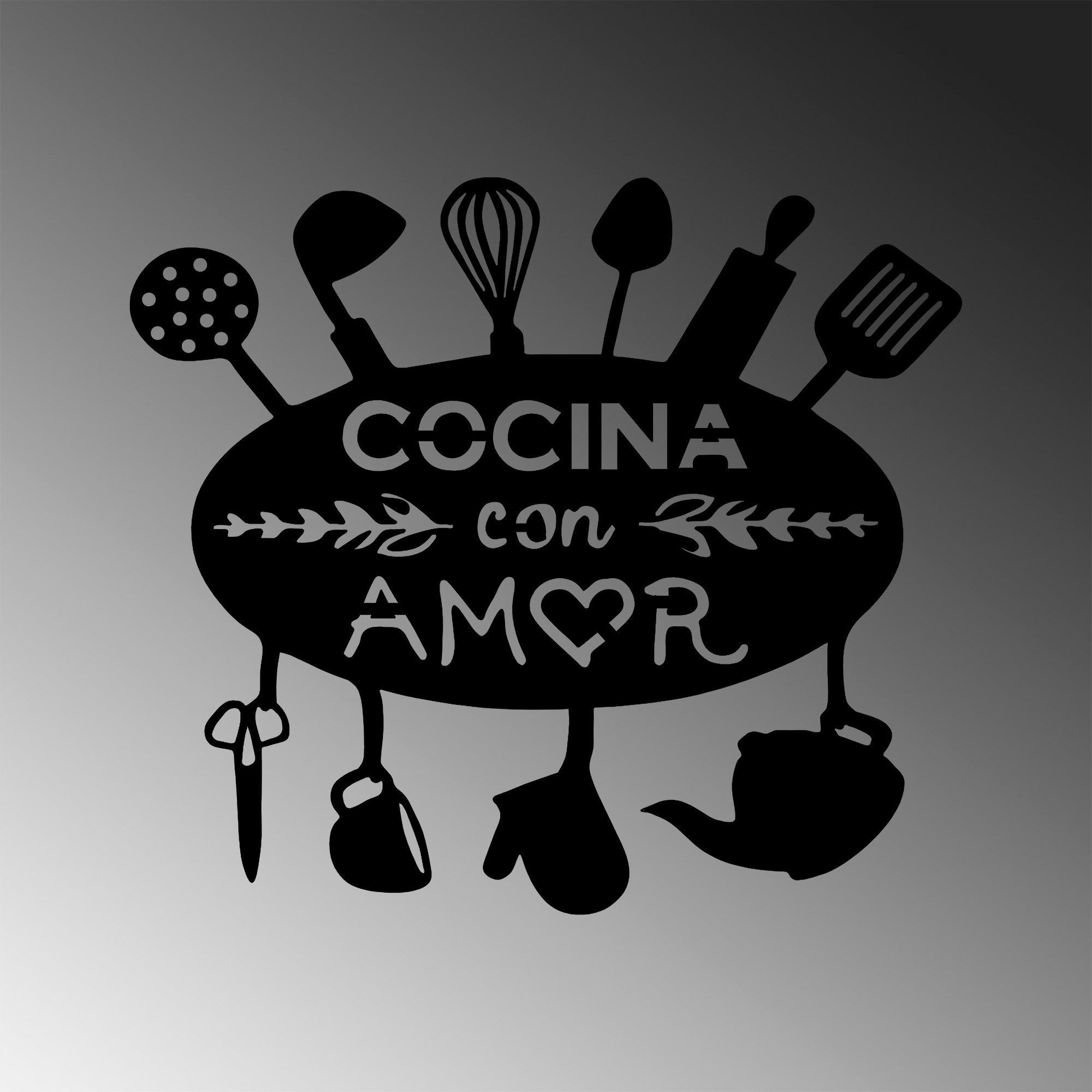 Décoration murale Hoje L49xH43cm "COCINA CON AMOR" Métal Noir