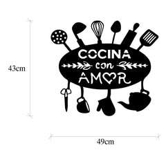 Décoration murale Hoje L49xH43cm "COCINA CON AMOR" Métal Noir