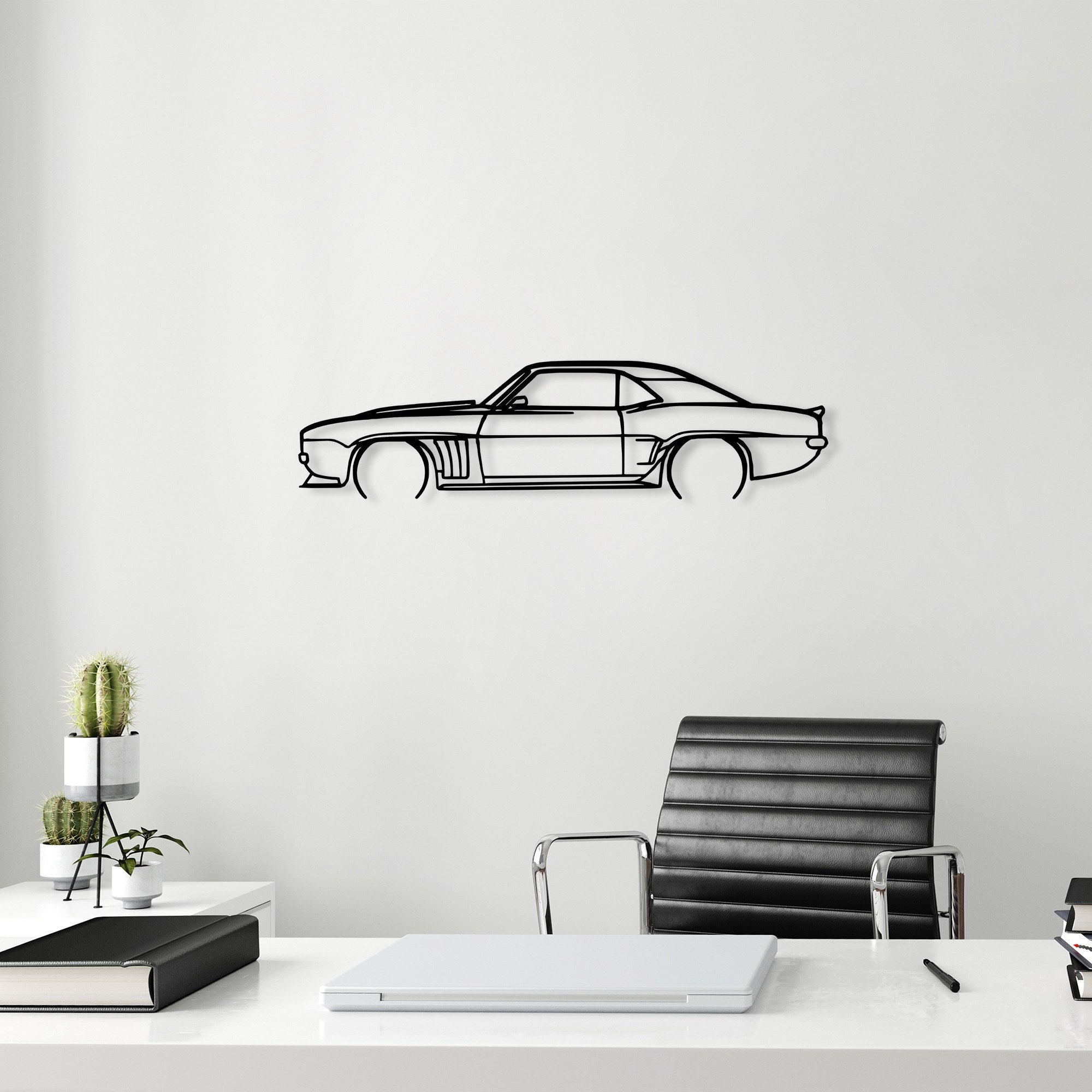 Décoration murale forme de voiture Wuira L70xH15cm Métal Noir