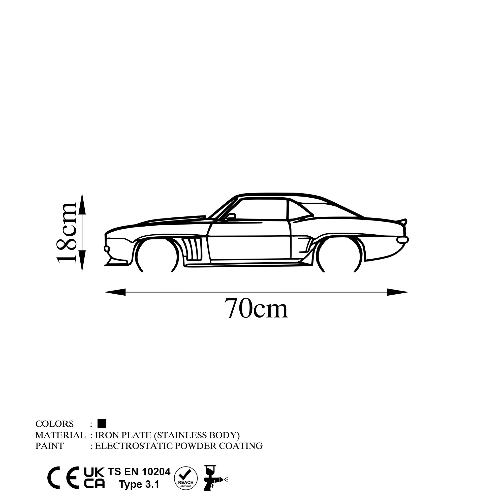 Décoration murale forme de voiture Wuira L70xH15cm Métal Noir