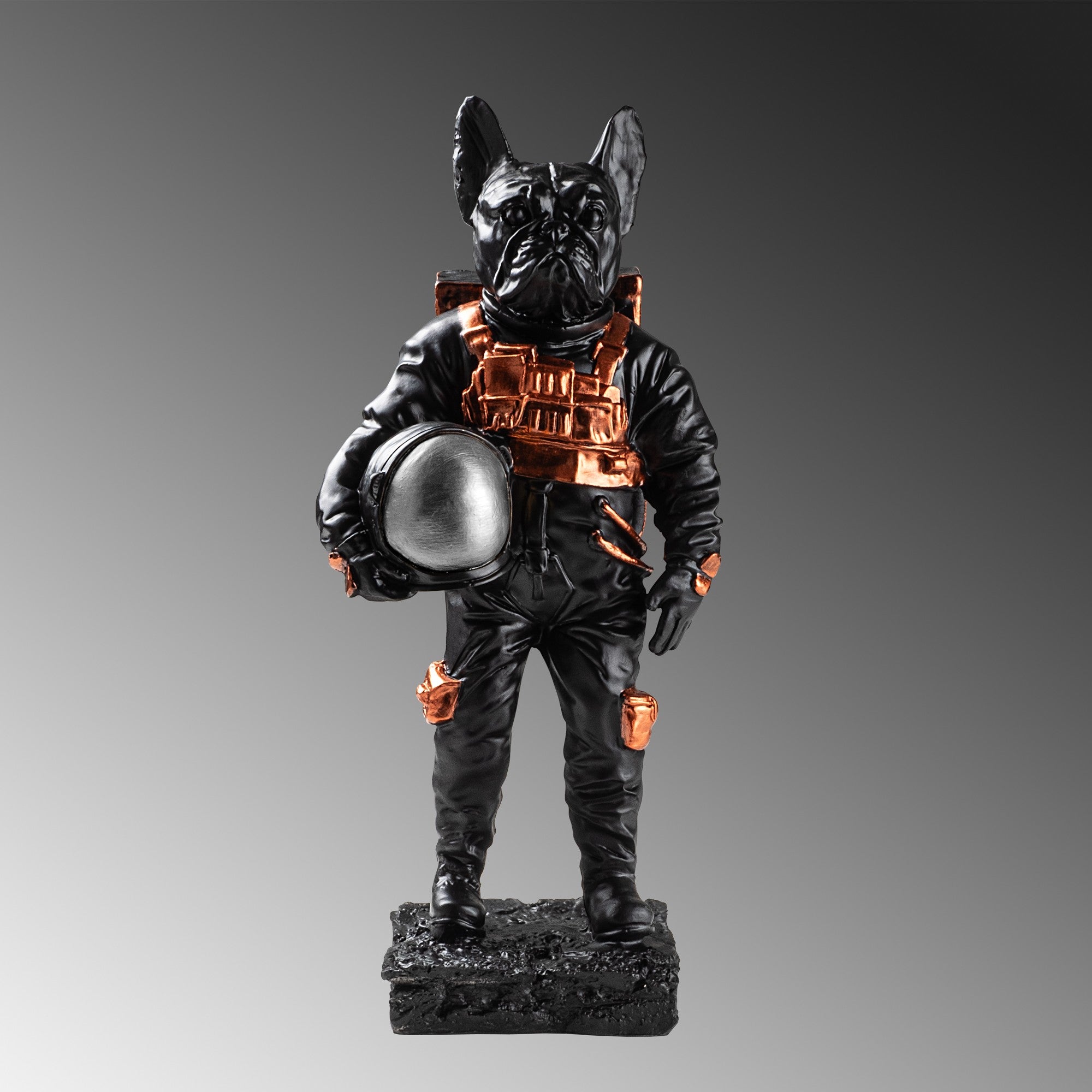 Objet décoratif Chien astronaute Astro 18x40cm Tissu Noir et Argent