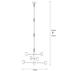 Suspension moderne 6 lampes Sobka D61cm Métal Noir