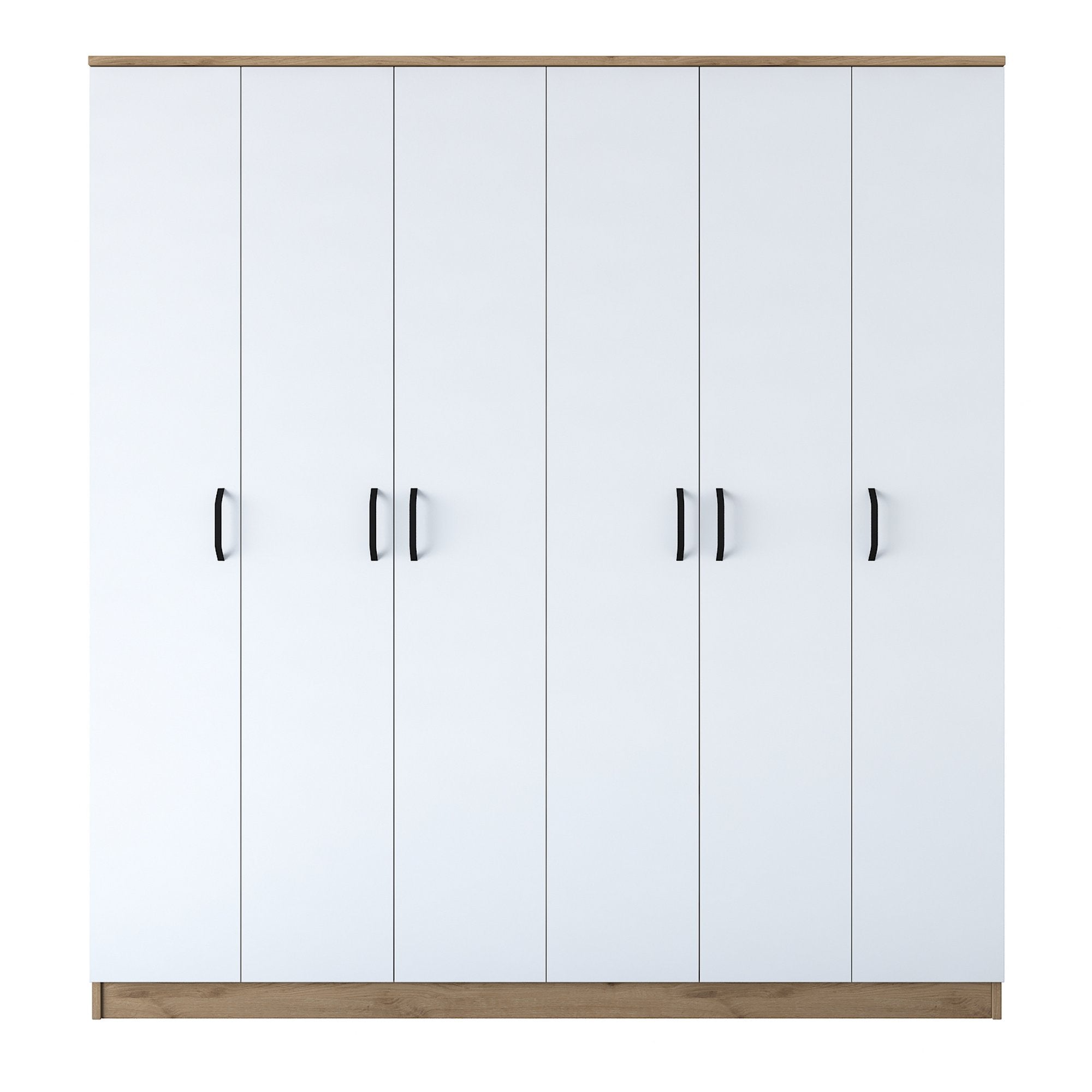 Armoire 6 portes Colibris L180xH190cm Bois clair et Blanc