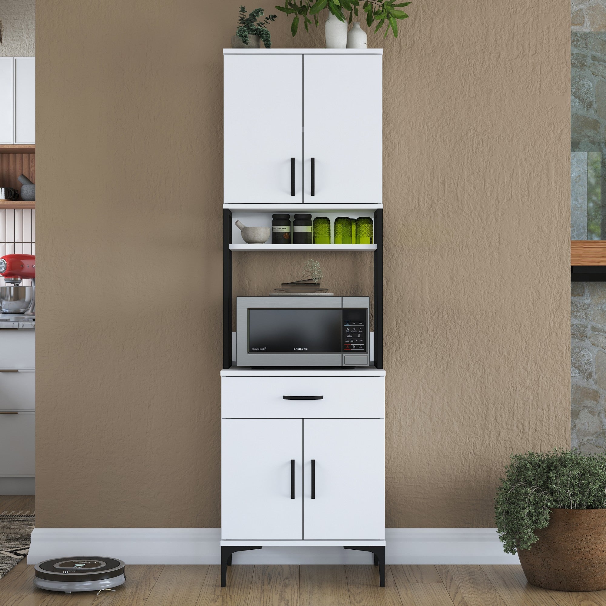 Buffet de cuisine 4 portes et tiroir Ariane L60cm Blanc