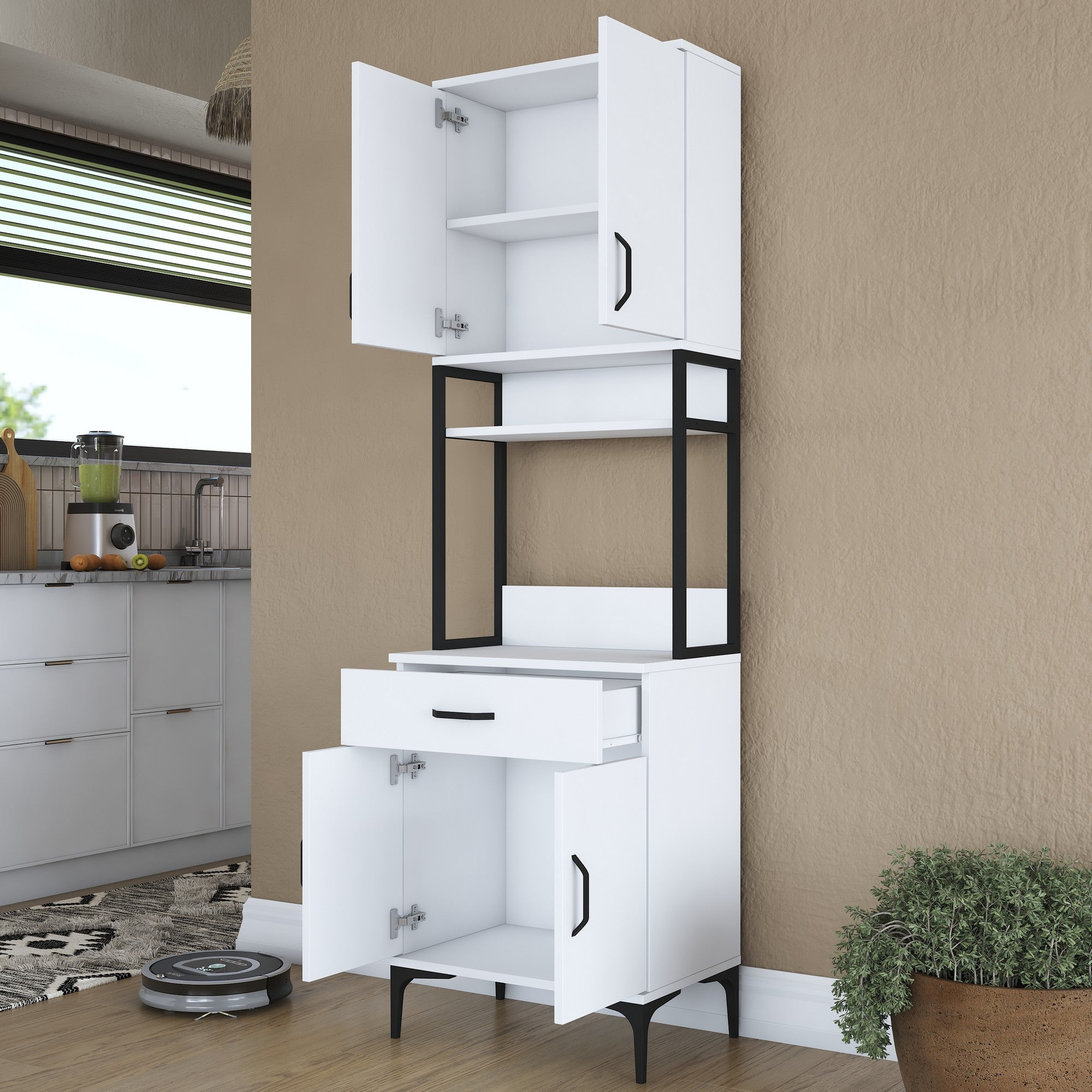 Buffet de cuisine 4 portes et tiroir Ariane L60cm Blanc