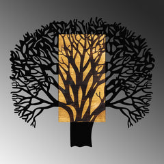 Décoration murale Chiara L93xH86cm Haut de grand arbre Métal Noir et Bois foncé