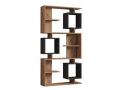 Étagère bibliothèque Ariadne L90cm Bois foncé et Anthracite