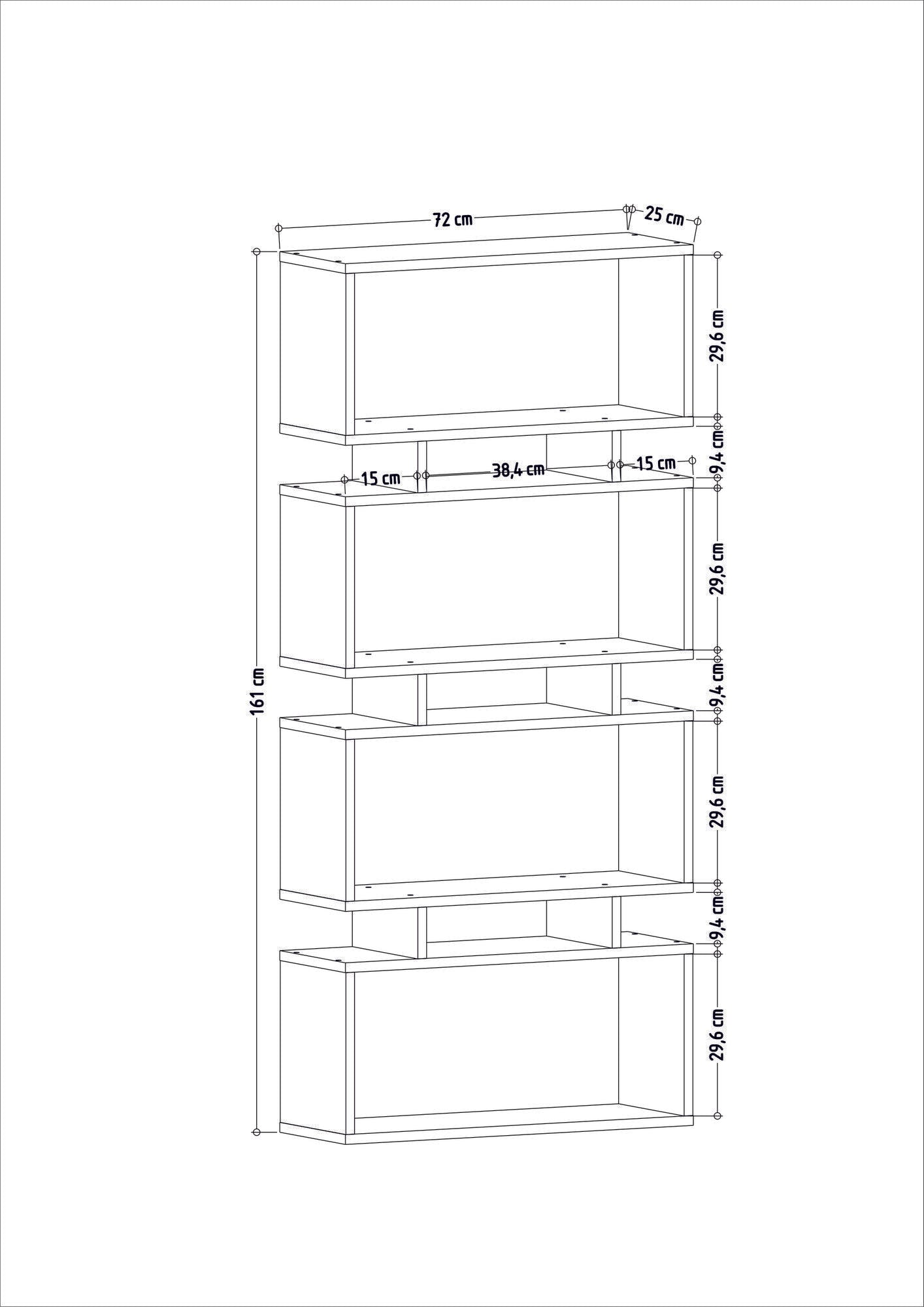 Bibliothèque Tremplin 72x161cm Bois Anthracite