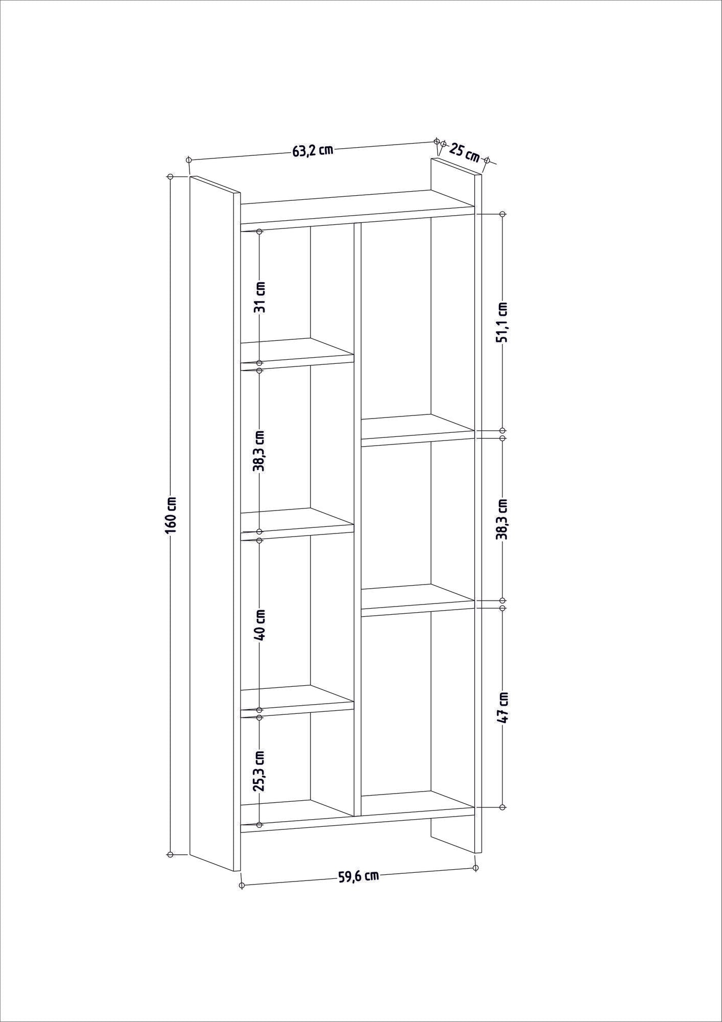 Étagère bibliothèque Coldo L63,2cm Blanc et Anthracite