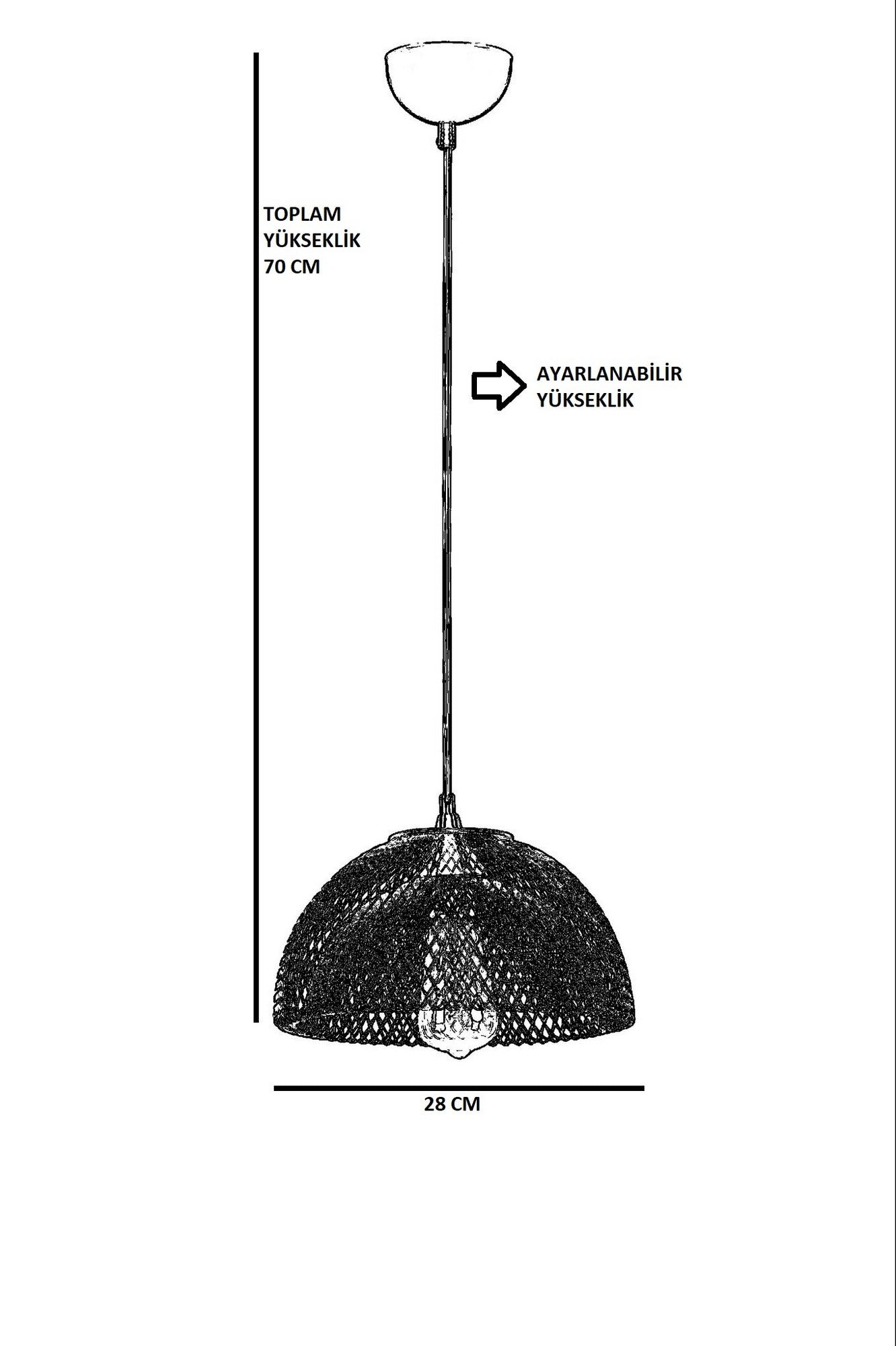 Suspension à grillage Lonna D28xH70cm Métal Noir