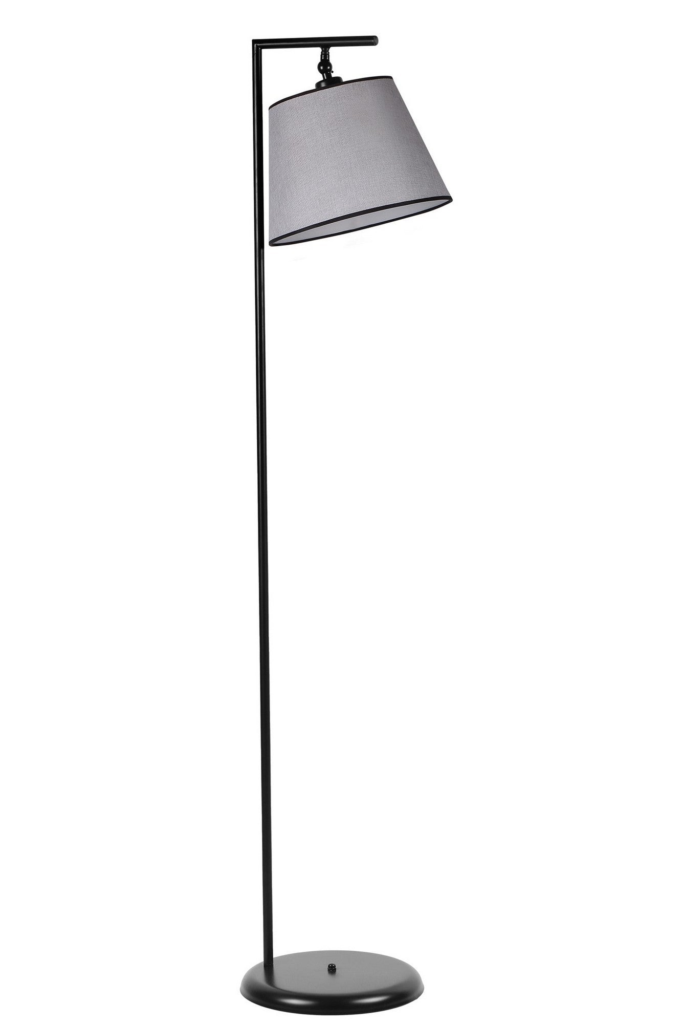 Lampadaire moderne Simar H154cm Abat jour conique Gris avec support Métal Noir