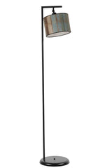 Lampadaire moderne Simar H154cm Abat jour Effet lambris Vert avec support Métal Noir