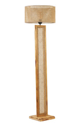 Lampadaire design Robian H150cm Avec cannage Beige et Bois foncé