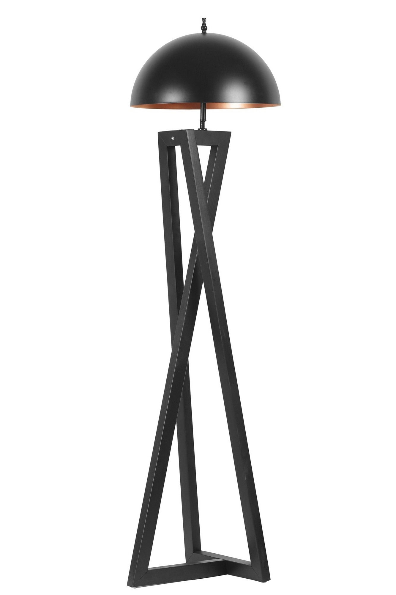 Lampadaire design champignon Ciol L150cm Abat jour Métal Noir avec support Bois Noir