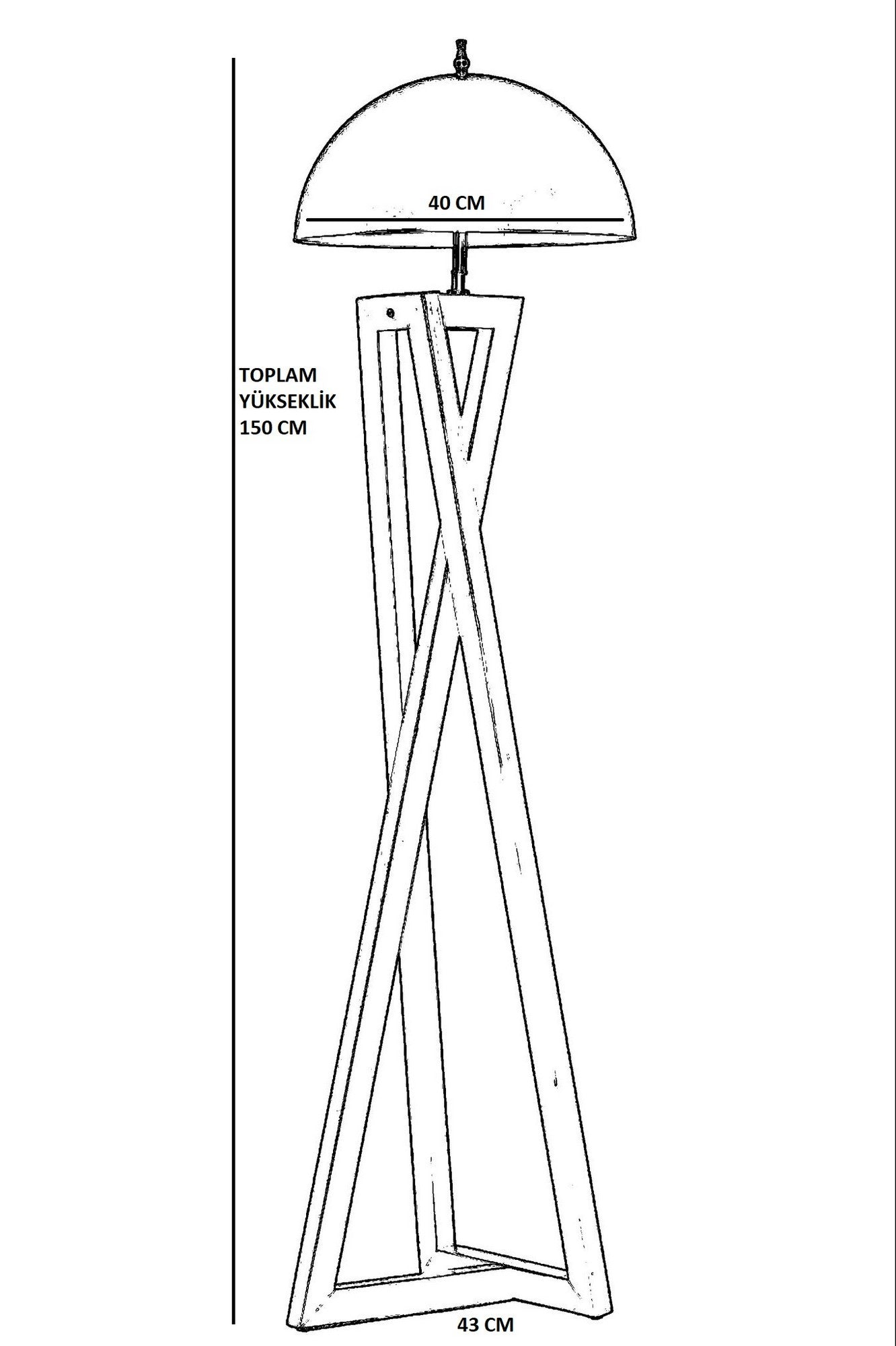 Lampadaire design champignon Ciol L150cm Abat jour Métal Noir avec support Bois Noir