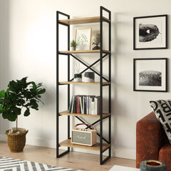 Étagère bibliothèque style industriel Opawa L58cm Bois clair et Métal Noir