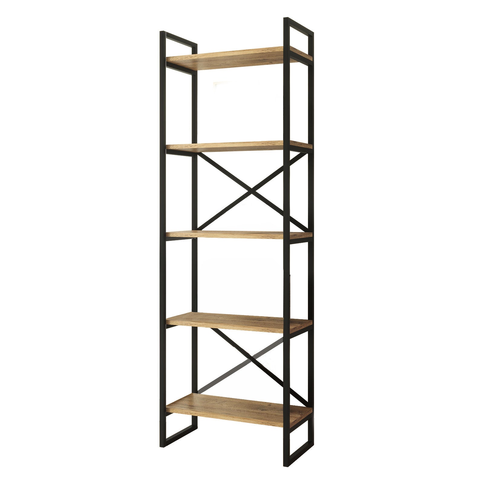 Étagère bibliothèque style industriel Opawa L58cm Bois clair et Métal Noir