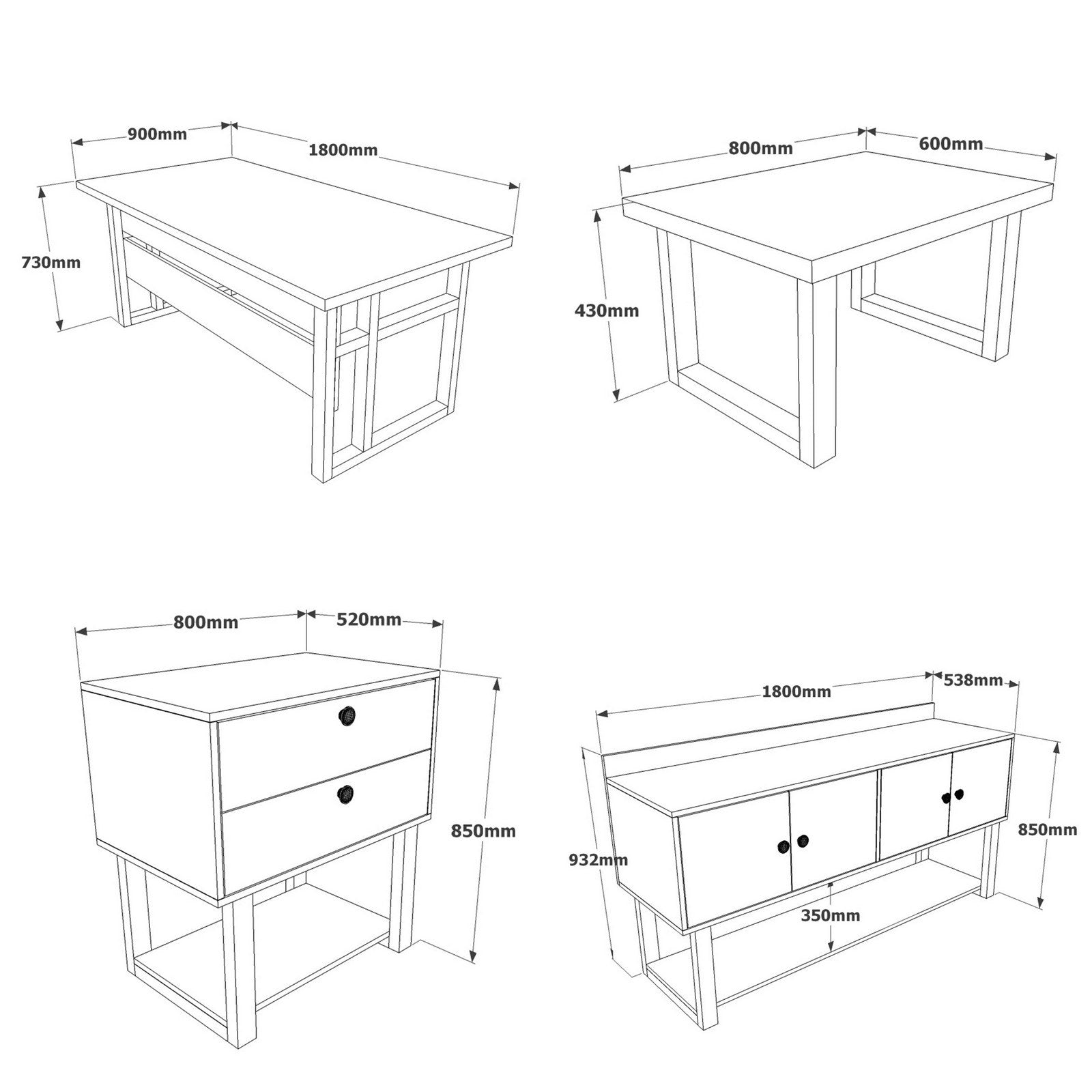 Ensemble de bureau 5 pièces modèle 2 Novag Bois foncé et Anthracite