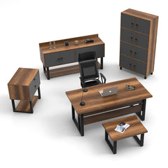 Ensemble de bureau 5 pièces modèle 1 Novag Bois foncé et Anthracite