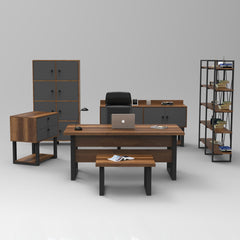 Ensemble de bureau 6 pièces Novag Bois foncé et Anthracite