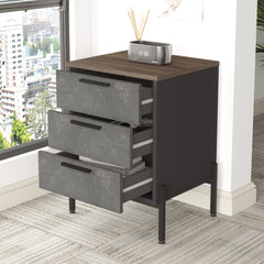 Ensemble de bureau 4 pièces Harvey Bois foncé et Effet béton Gris