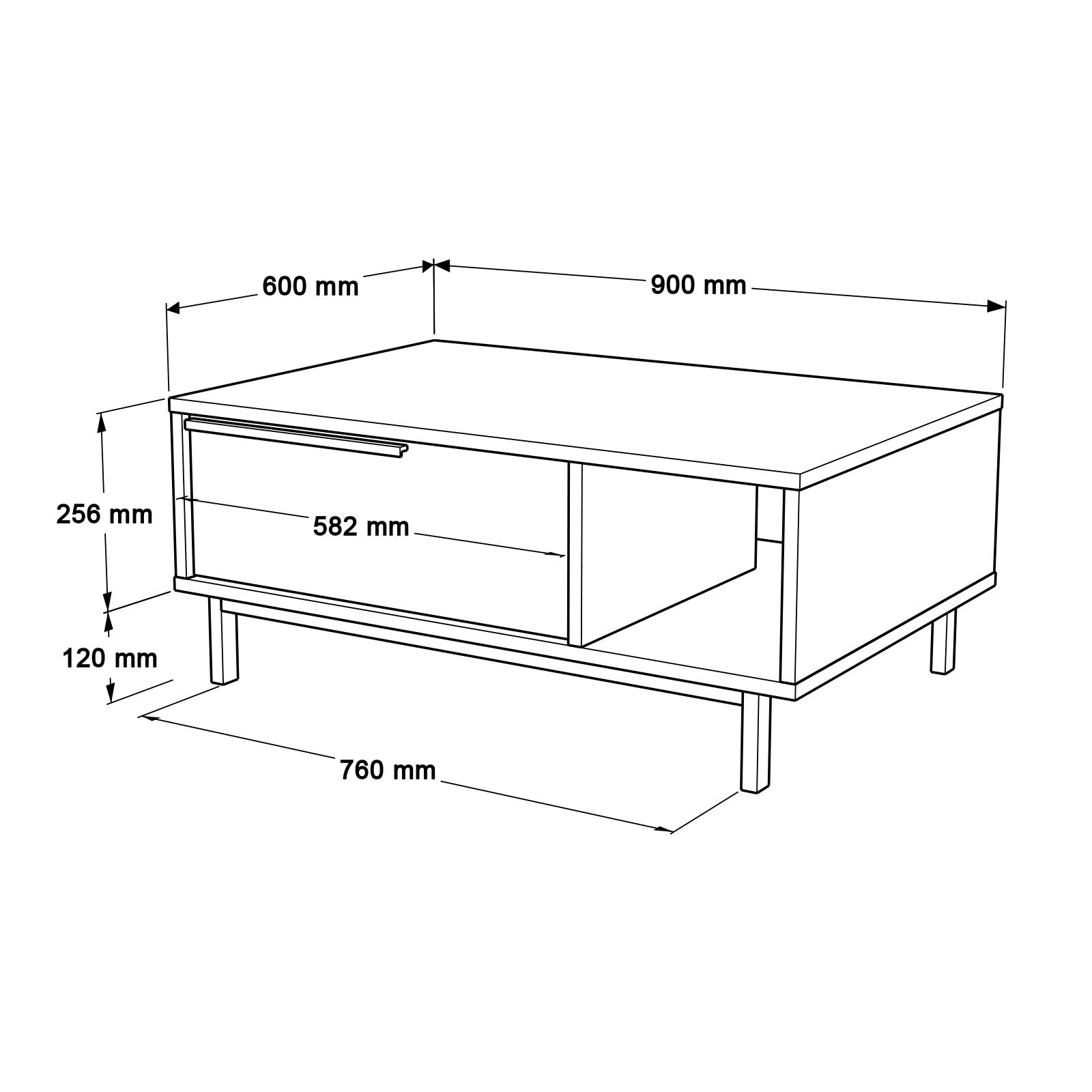 Table basse avec rangement Evelis L90cm Bois clair