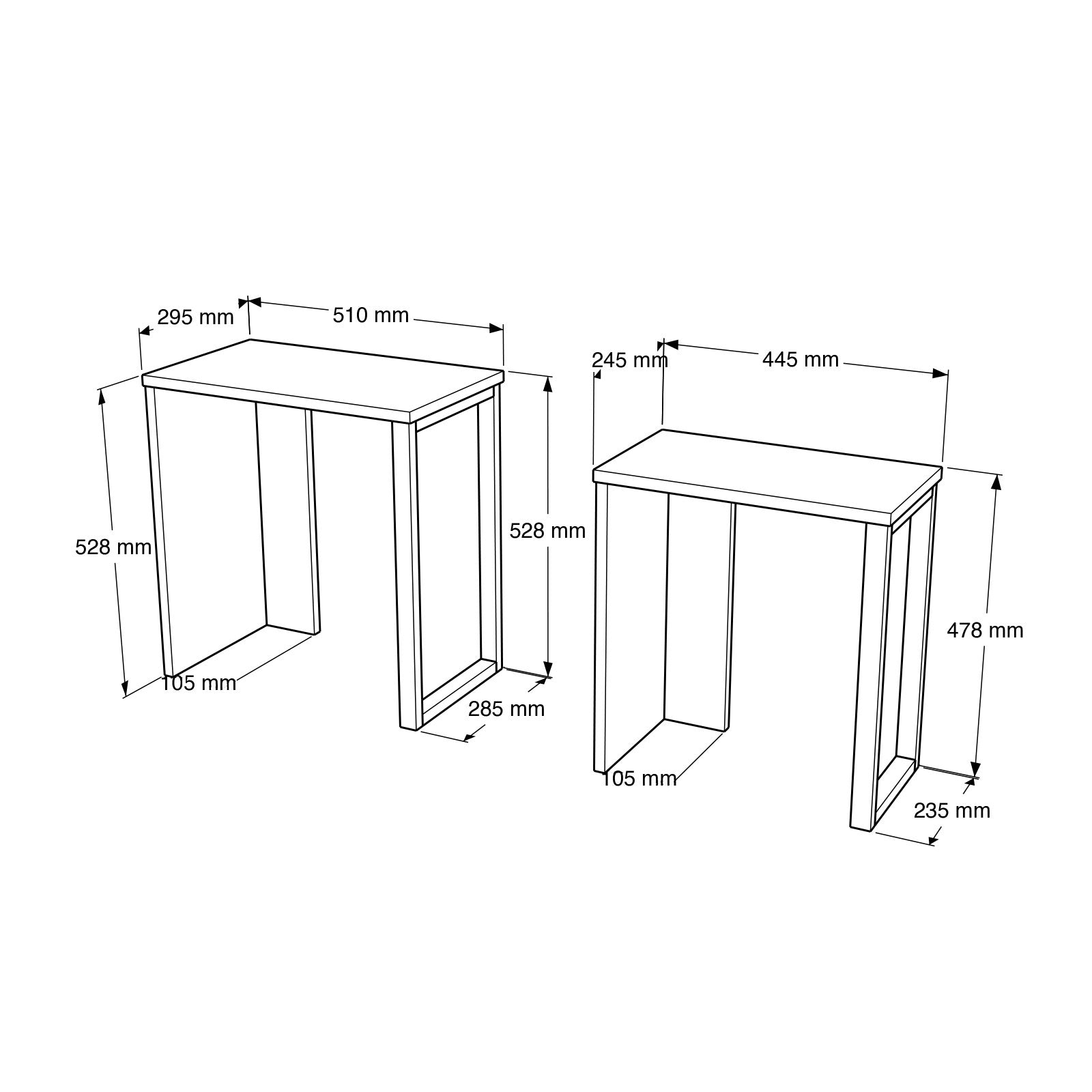 Set de 2 tables basses gigognes Tatarol Bois clair et Métal Noir