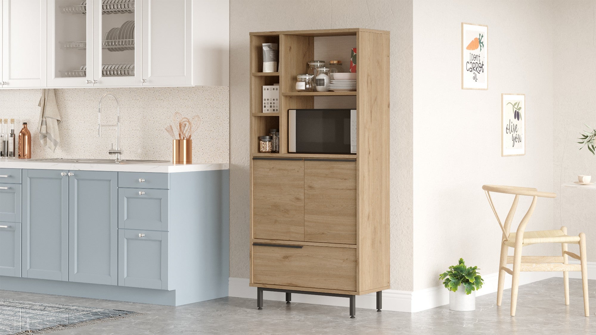 Meuble de cuisine Evelis L75cm Bois clair