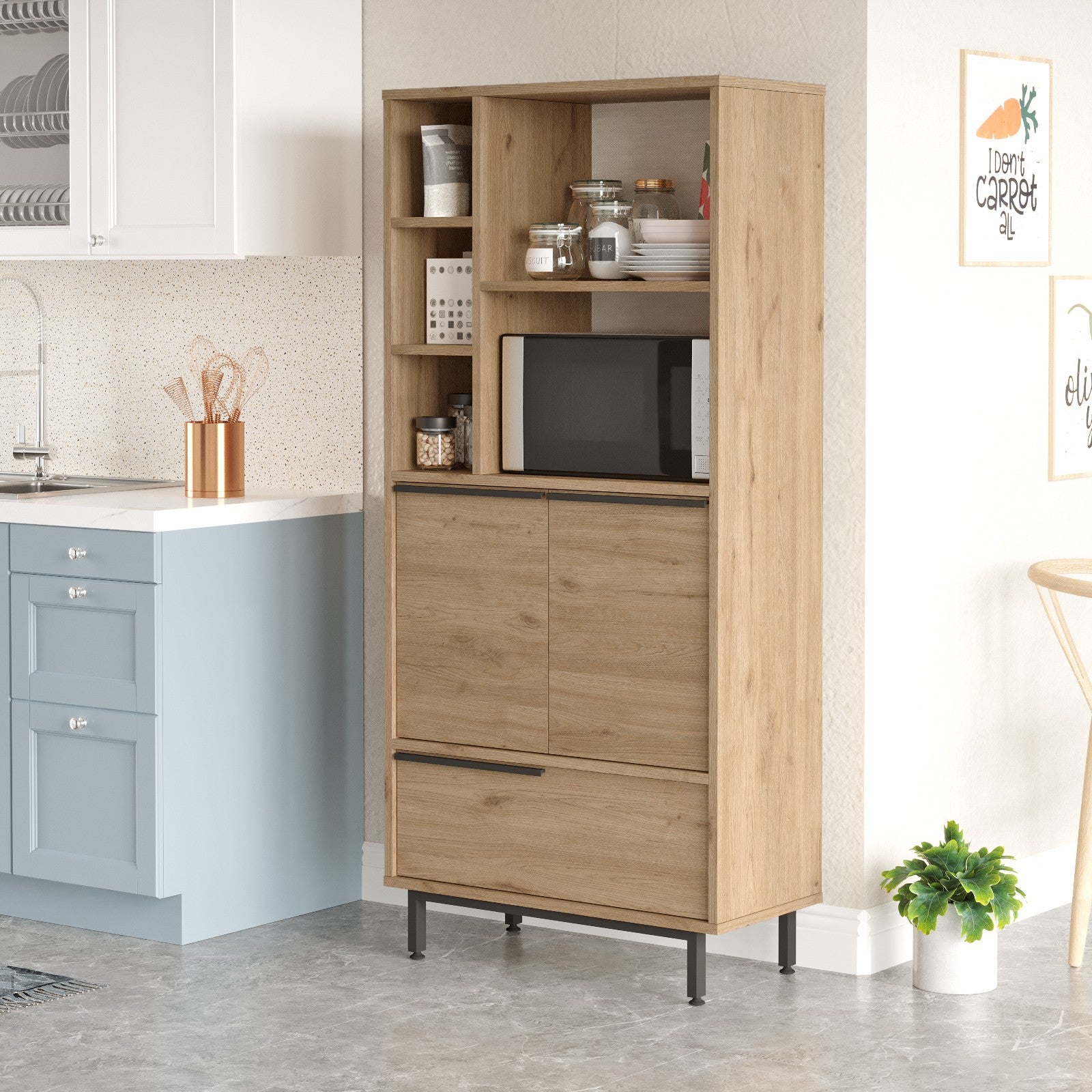 Meuble de cuisine Evelis L75cm Bois clair